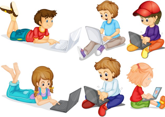 children-and-computer-vector-4158864